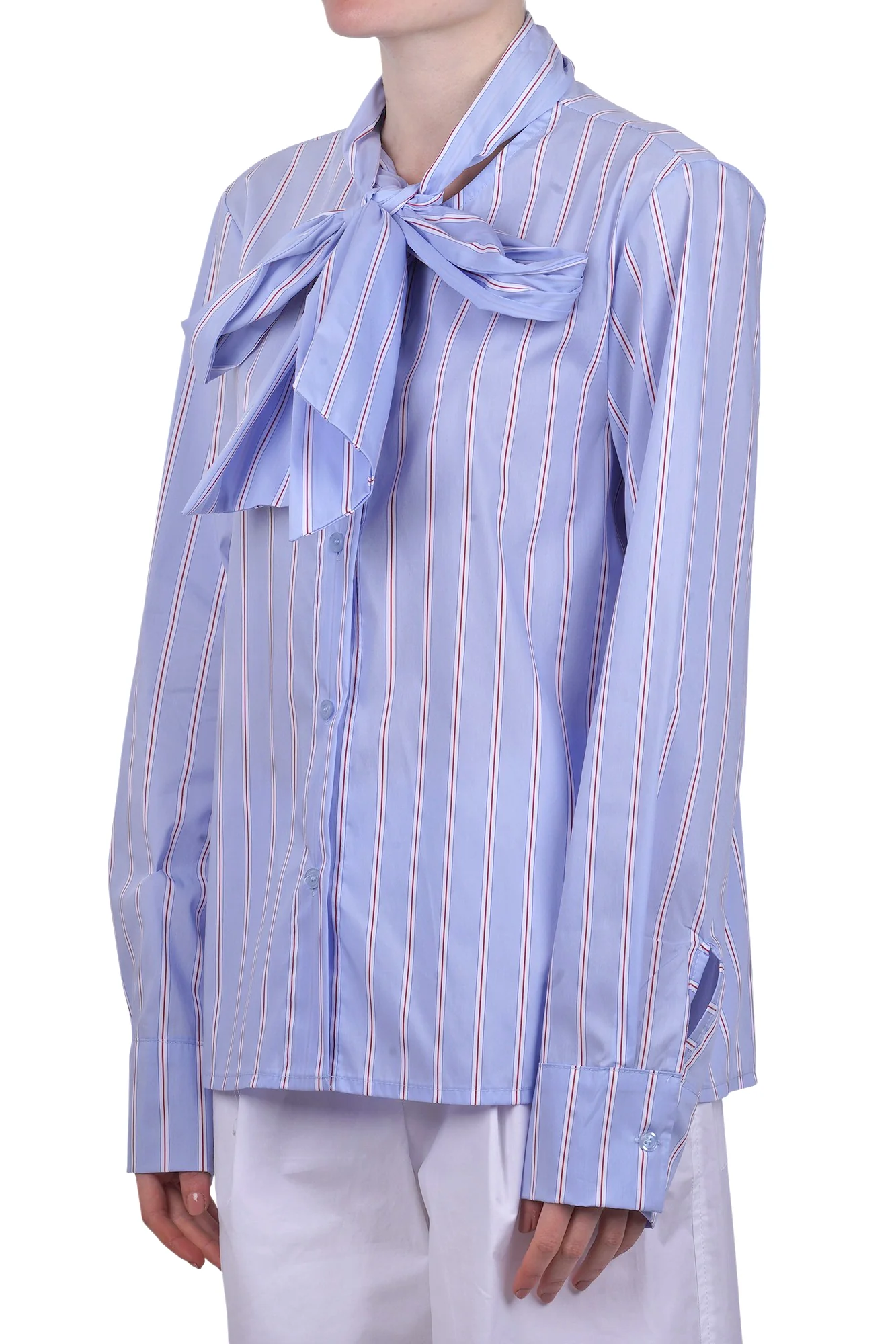 La Femme Blanche - Camicia - 471202 - Celeste/Rosso - Image 4