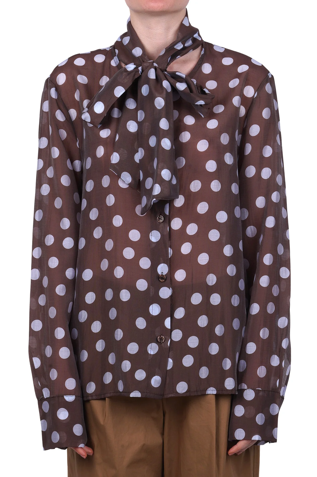 La Femme Blanche - Camicia - 471206 - Celeste/Marrone - Image 3
