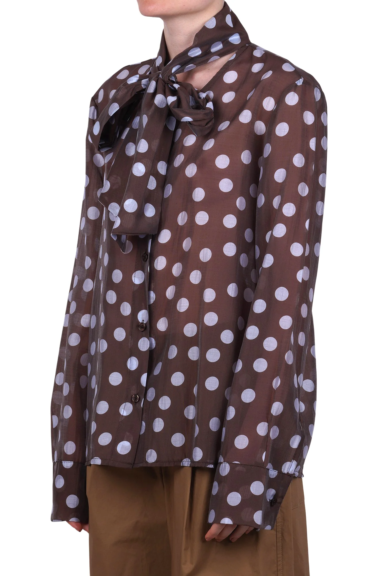 La Femme Blanche - Camicia - 471206 - Celeste/Marrone - Image 4