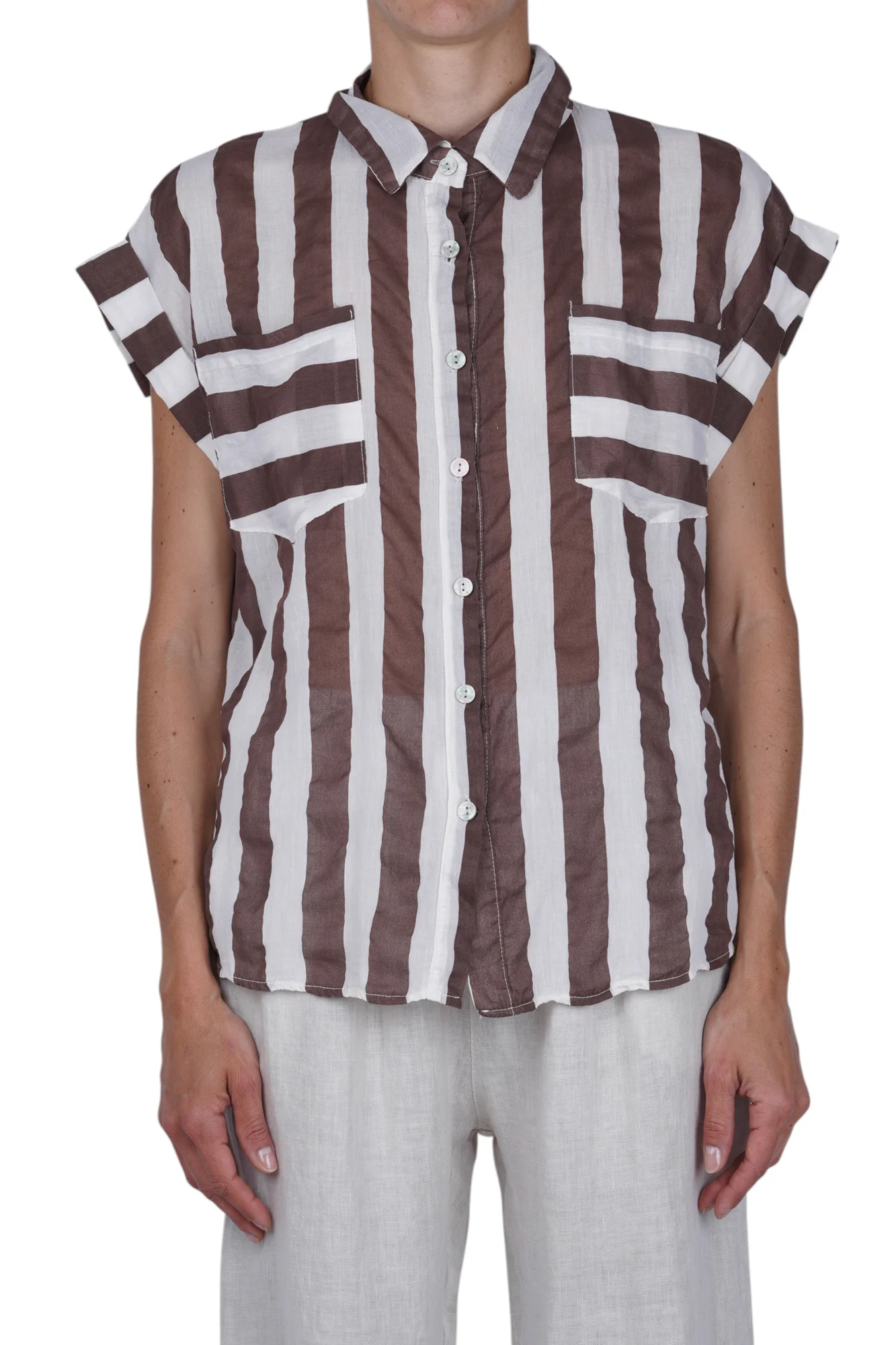 La Femme Blanche - Camicia - 471641 - Bianco/Marrone - Image 3