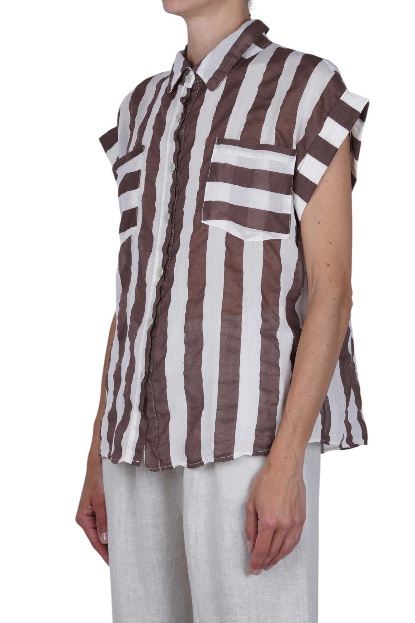 La Femme Blanche - Camicia - 471641 - Bianco/Marrone - Image 4