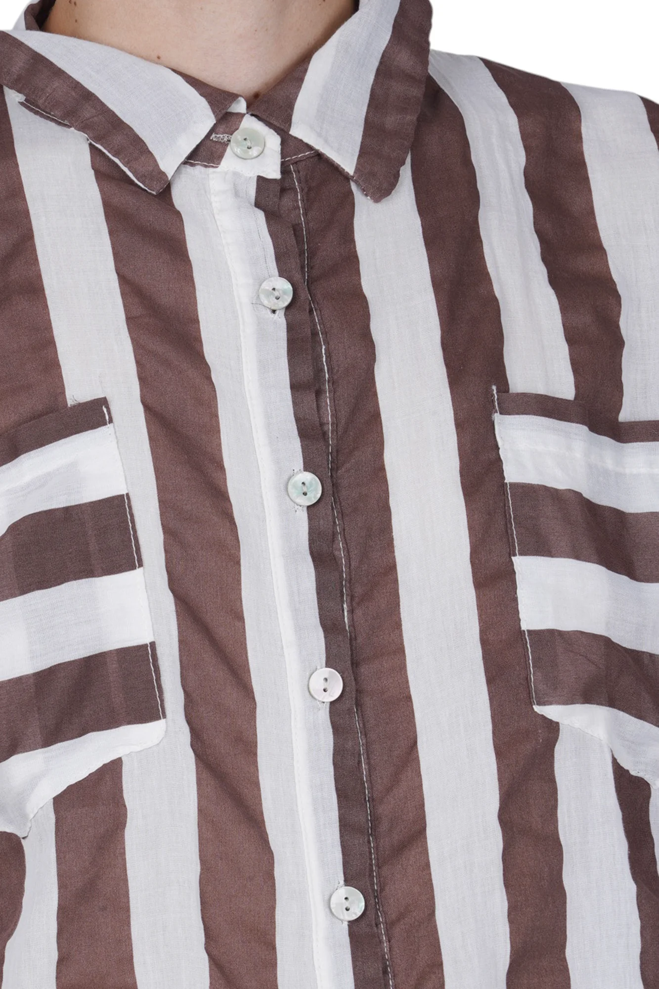 La Femme Blanche - Camicia - 471641 - Bianco/Marrone - Image 6