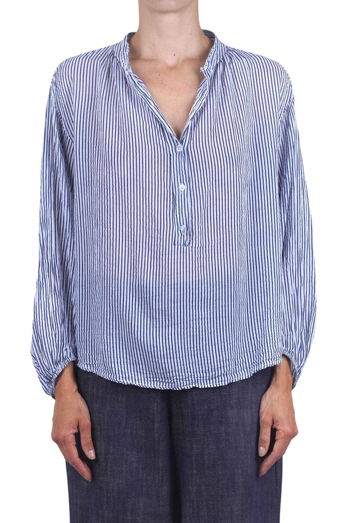 La Femme Blanche - Camicia - 471752 - Bianco/Blu - Image 3