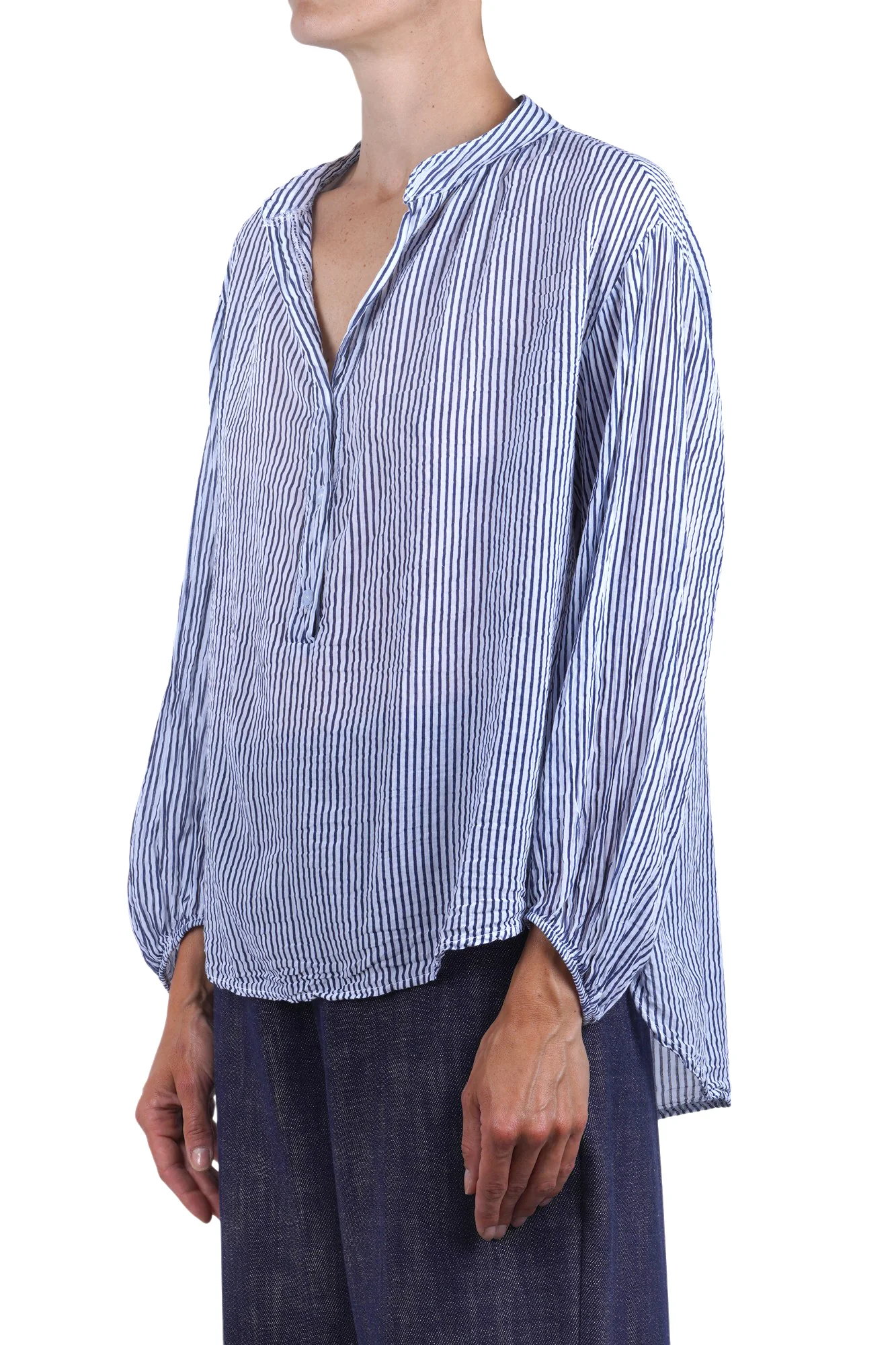 La Femme Blanche - Camicia - 471752 - Bianco/Blu - Image 4