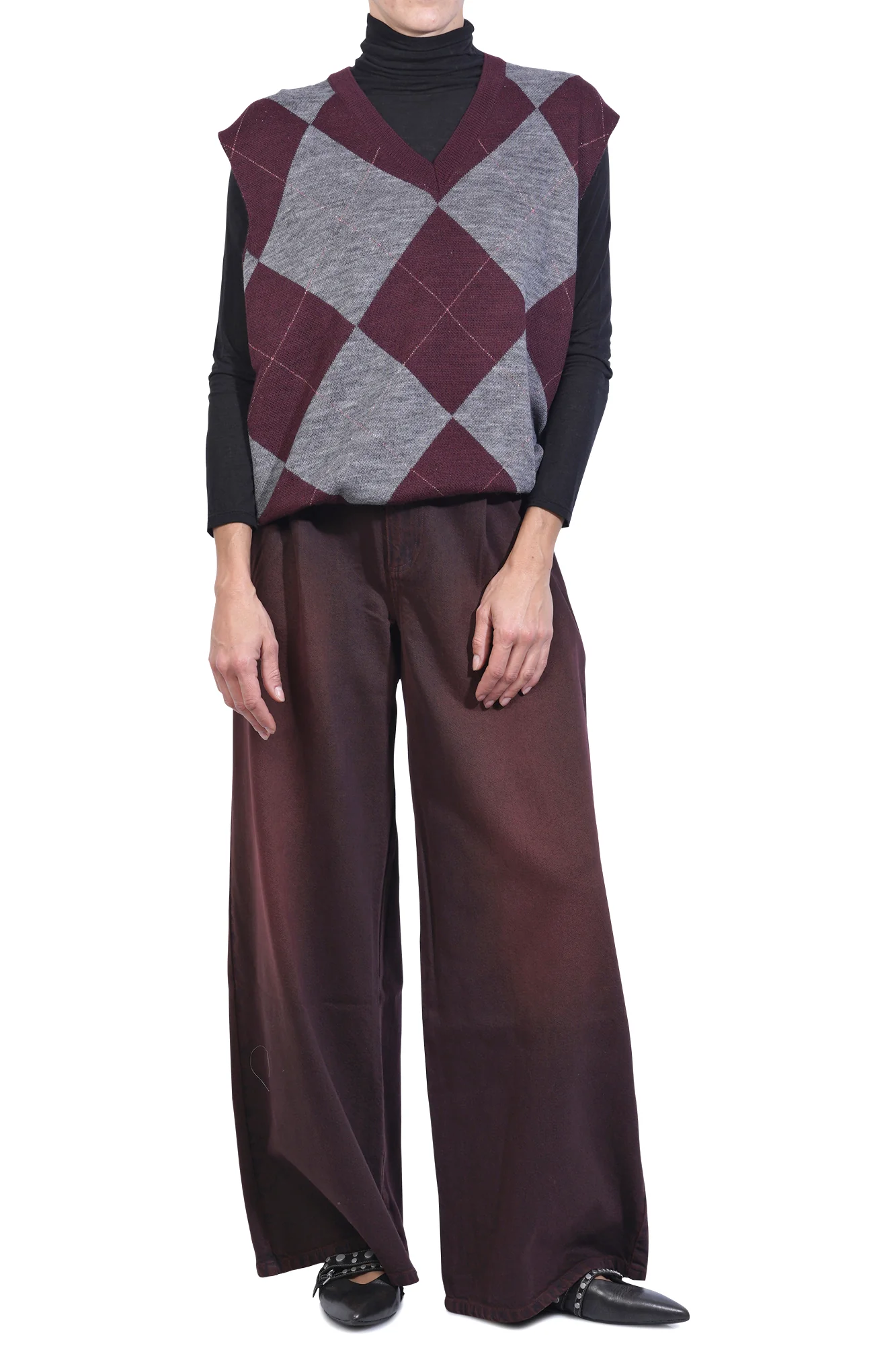 La Femme Blanche - Gilet - 461396 - Grigio/Bordeaux - Image 2