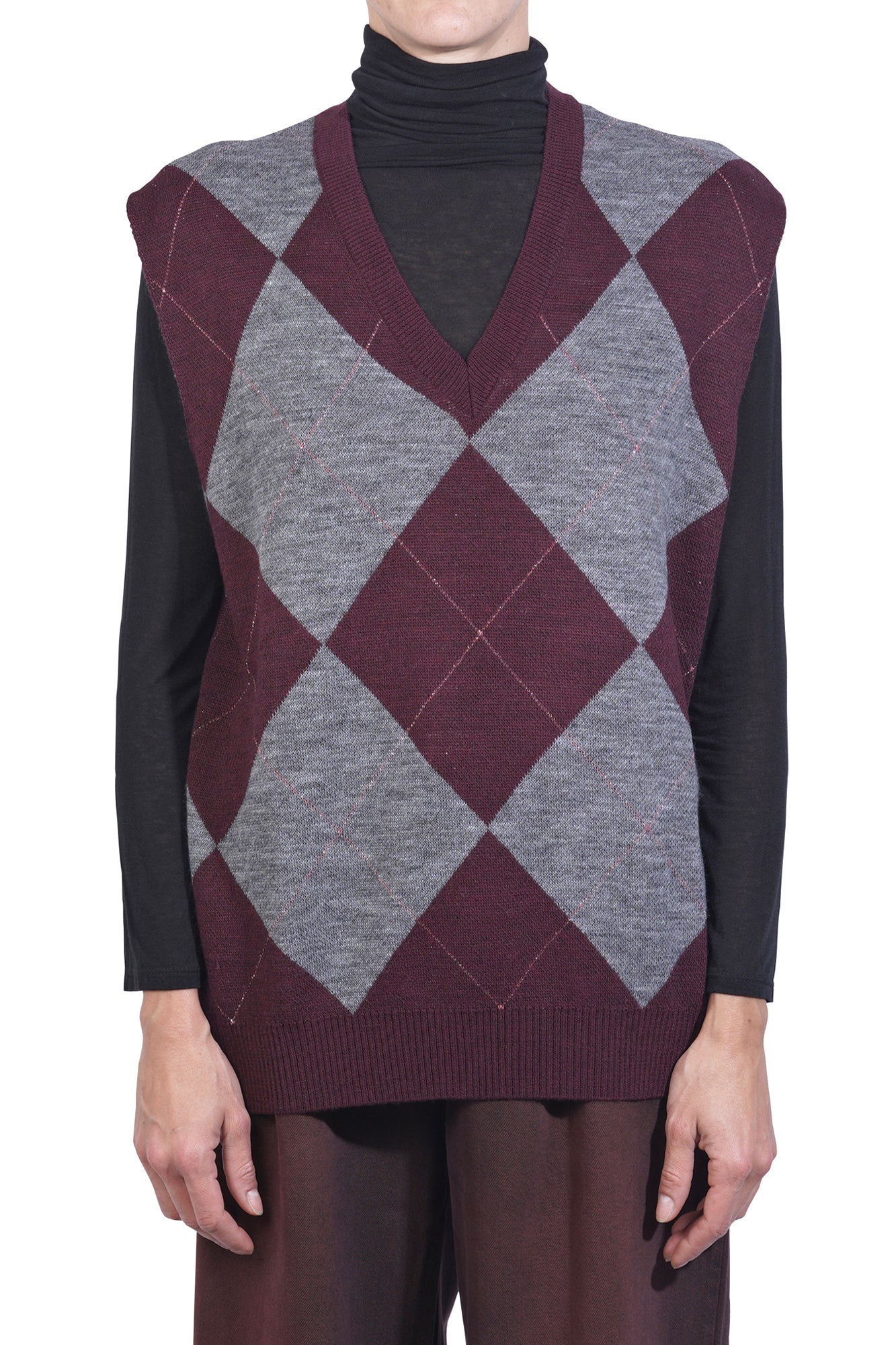 La Femme Blanche - Gilet - 461396 - Grigio/Bordeaux - Image 3