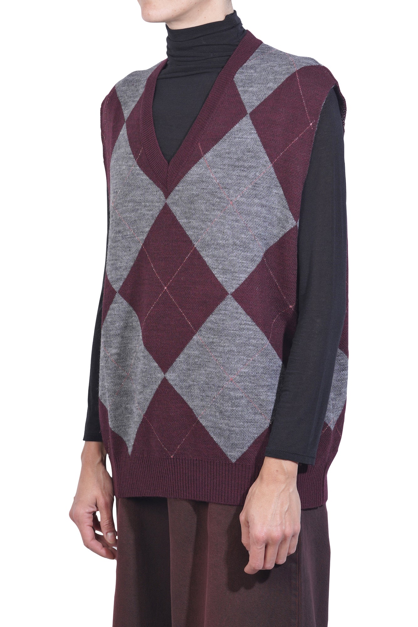 La Femme Blanche - Gilet - 461396 - Grigio/Bordeaux - Image 4