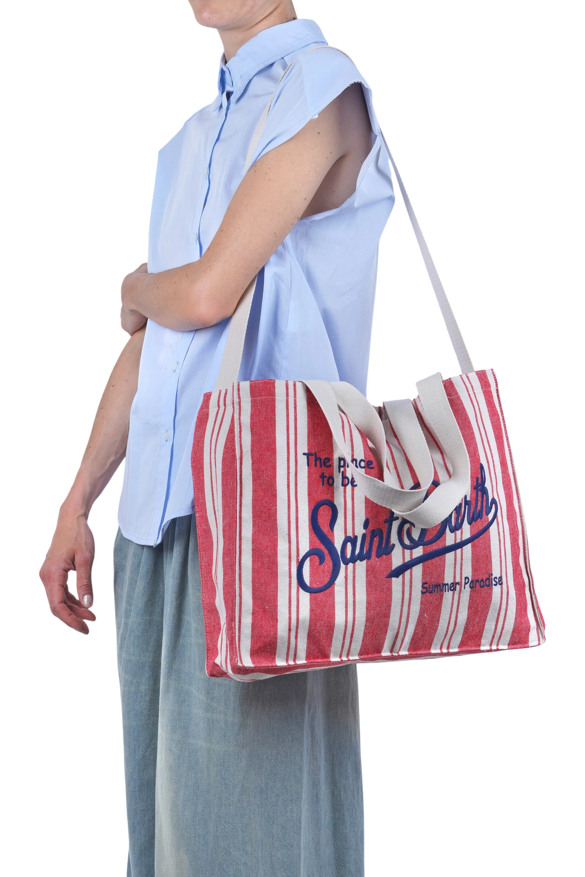 MC2 Saint Barth - Borsa media - 471028 - Panna/Rosso - Image 2